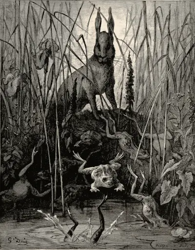 The Hare and the Frogs Gustave Doré